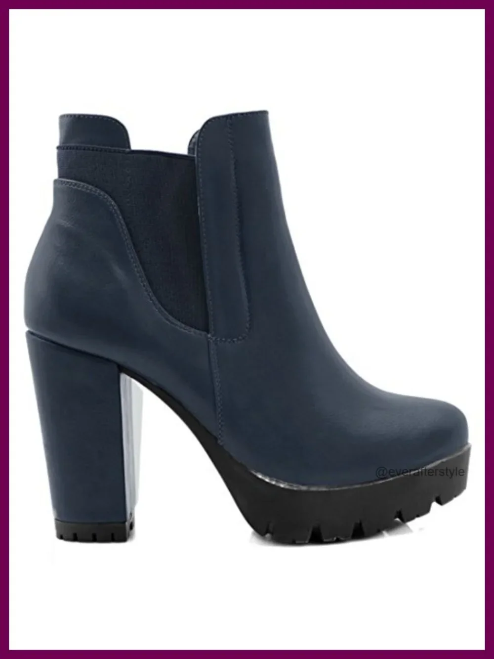 Chunky High Heel Platform Ankle Boots with Side Zip, Round Toe